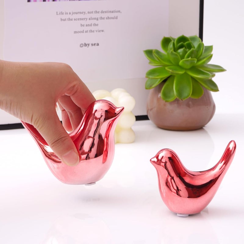 Notakia Small Birds Statues Pink Home Decor Modern Style Decorative Ornaments for Living Room, Bedroom, Office Desktop, Cabinets (2Pcs Pink Birds) - Image 4